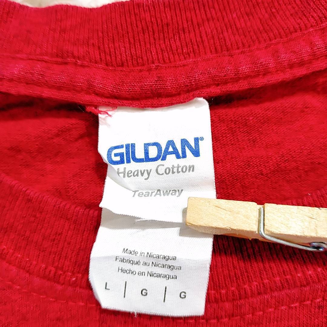 【22822】 訳アリ GILDAN ギルダン 半袖ロゴプリントTシャツ 赤 レッド Lサイズ相当 ピッツバーグスポーツリーグロゴ