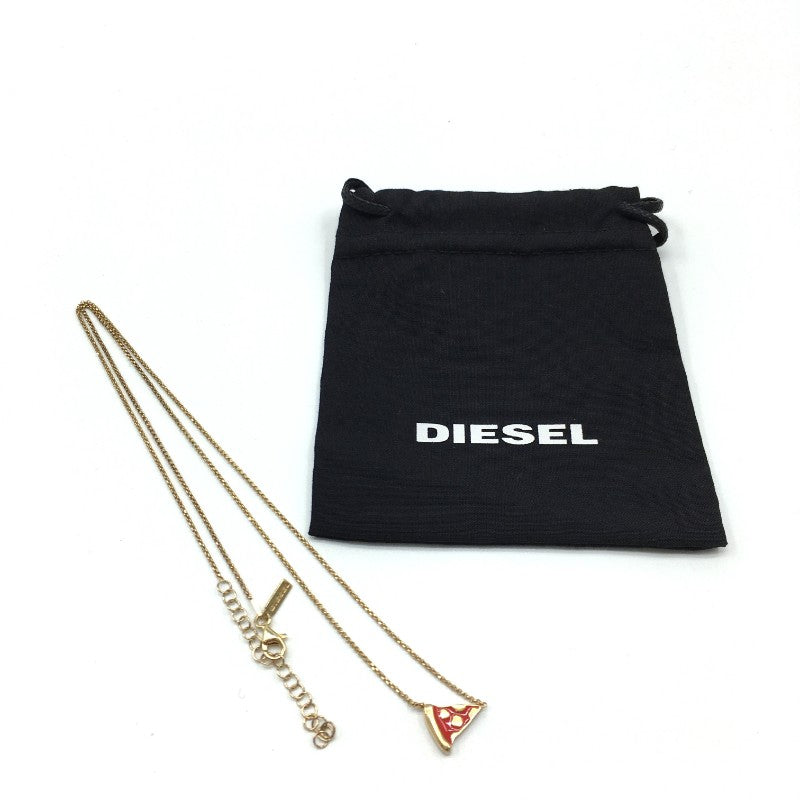 レディースF DIESEL チェーンネックレス ゴールド ASPIECE ピザモチーフ 巾着付き カジュアルアクセサリー ディーゼル 【23311】