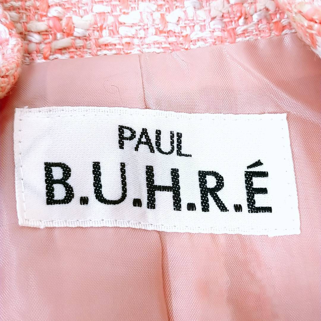 レディース11AR PAUL B.U.H.R.E セットアップツイードスーツ コーラルピンク 式典 セレモニー 入学式 卒業式 ポールビューレ 【23436】