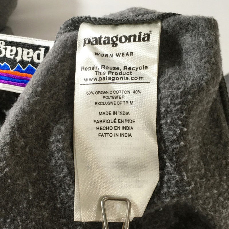 【23704】 patagonia パタゴニア パーカー フーディー サイズL グレー 小さめ ロゴあり プリント らくちん レディース