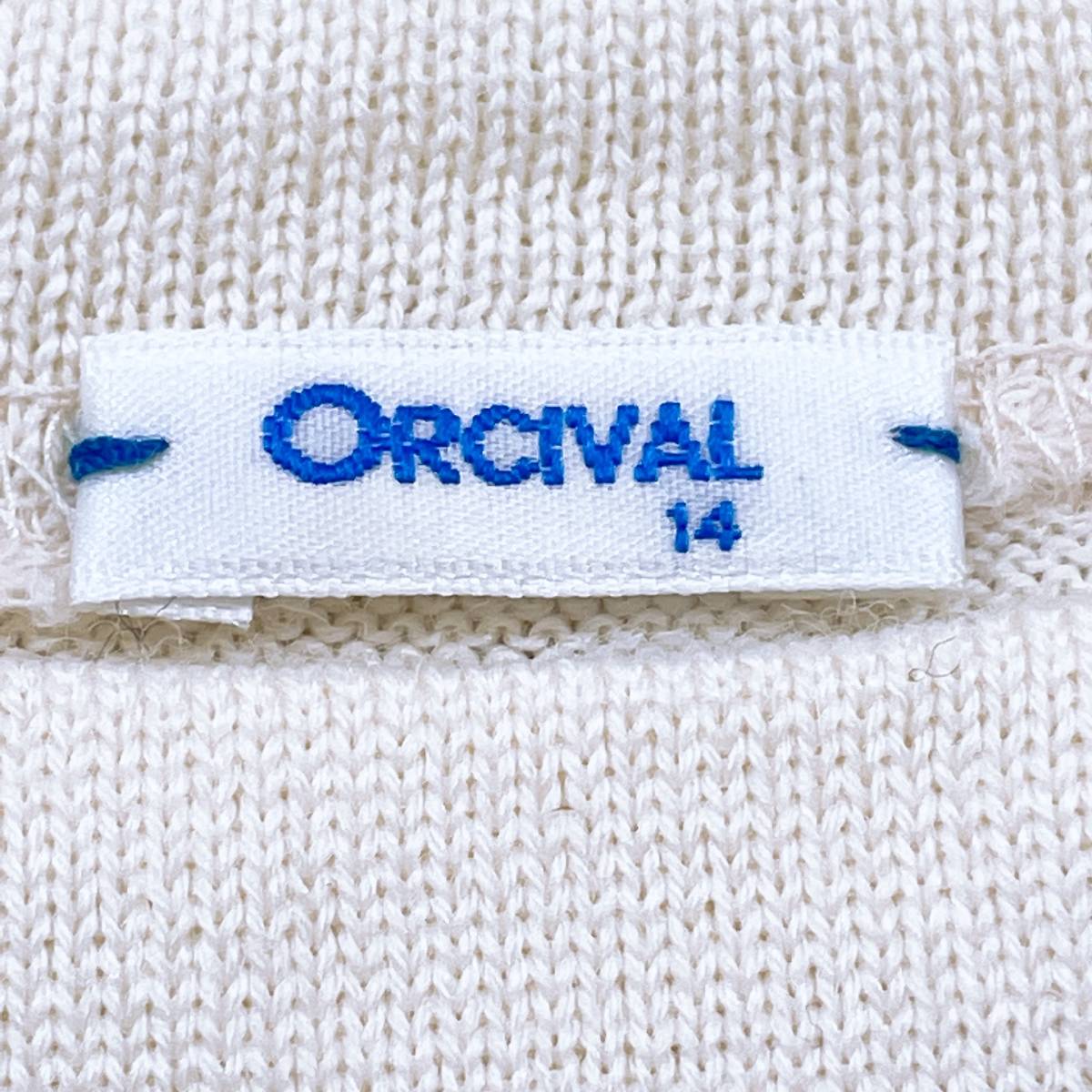 レディース14 S～M ORCIVAL ワンピース ホワイト ブラック B品 訳あり品 長袖ニット ボーダー カジュアル 薄手 オーシバル【23853】