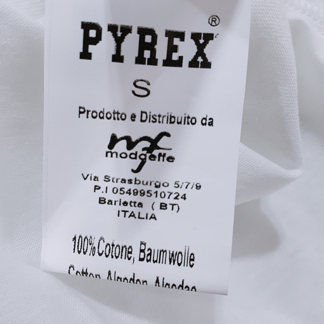 新品 メンズS PYREX ホワイト 白色 トップス タグ付き バックプリント 半袖Tシャツ シンプル お出かけ パレックス 【23993】