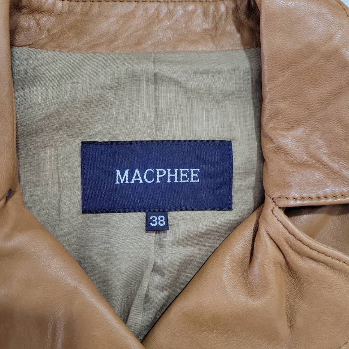 レディースM 38 MACPHEE レザージャケット 茶色 ブラウン カジュアル 防寒 ダブルブレスト おしゃれ マカフィー 【24784】