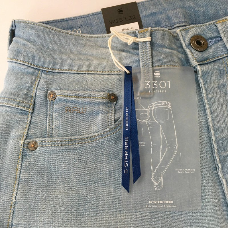 【24918】 新古品 G-STAR RAW ジースターロゥ デニム ジーンズ ジーパン サイズW25-L32 / 約S ブルー カジュアル 無地 シンプル レディース