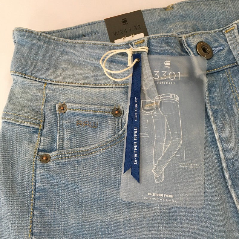 【24936】 新古品 G-STAR RAW ジースターロゥ デニム ジーンズ ジーパン サイズW24 L32 / 約S ライトブルー STRAIGHT レディース