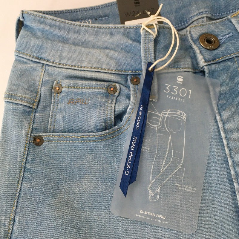 【24947】 新古品 G-STAR RAW ジースターロゥ デニム ジーンズ ジーパン サイズW24 L32 / 約S ブルー STRAIGHT ストレッチ レディース