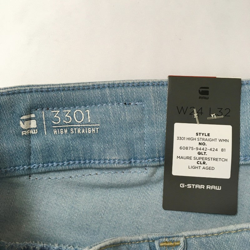 【24958】 新古品 G-STAR RAW ジースターロゥ デニム ジーンズ ジーパン サイズW24 L32 / 約S ブルー STRAIGHT ストレッチ レディース