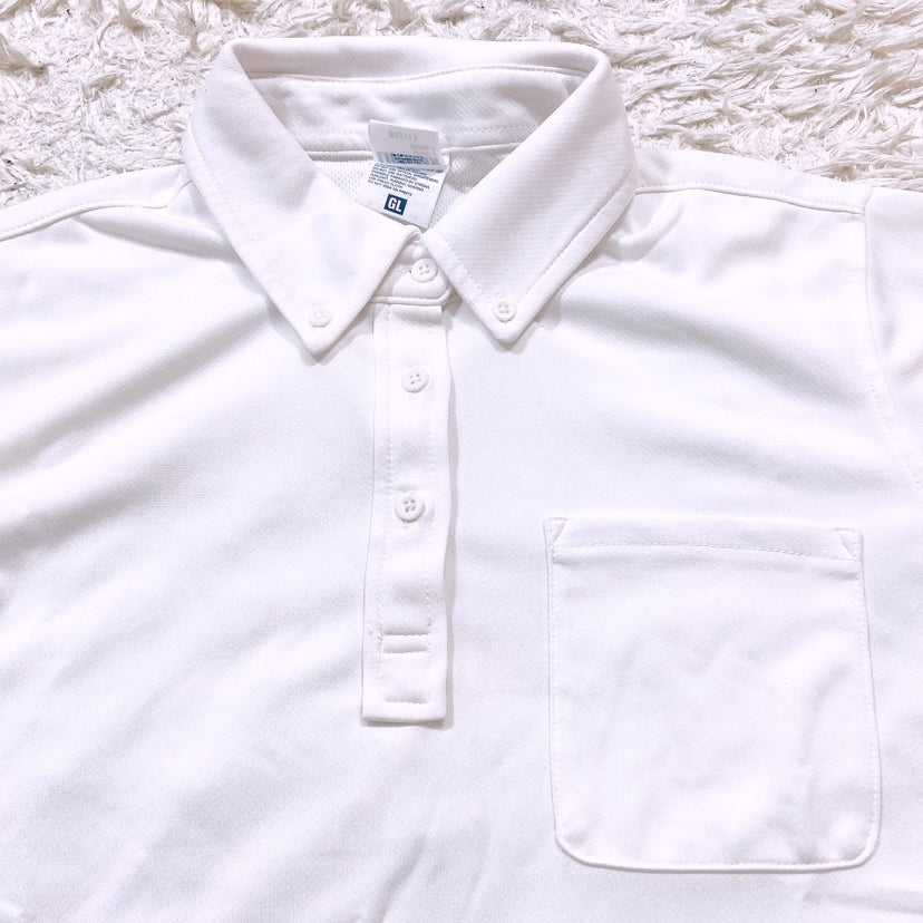 レディースXS LIFEMAX ポロシャツ シャツ ホワイト ボタンダウン 吸汗性 速乾性 無地 シンプル 半袖 ライフマックス 【25052】