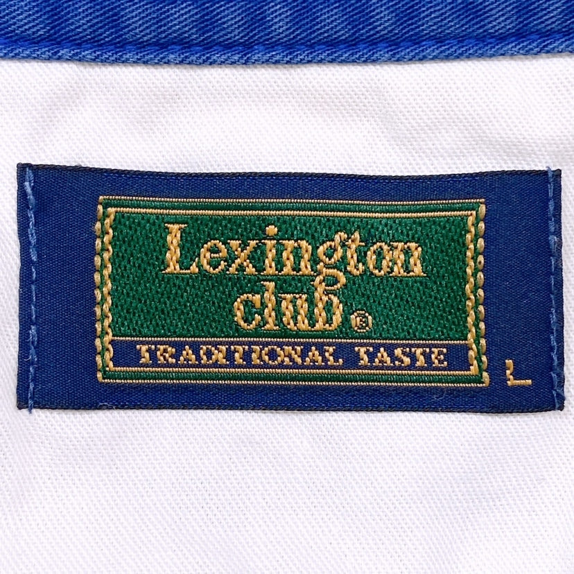 メンズL Lexington club トップス ポロシャツ グレー ホワイト ボーダー デイリー 普段着 カジュアル 長袖 レキシントンクラブ 【25217】