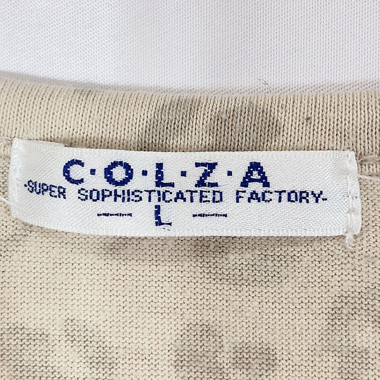 レディースL COLZA Tシャツ カットソー ベージュ グレー 灰色 長袖 インナー クルーネック しわになりにくい 着回し コルザ 【25638】