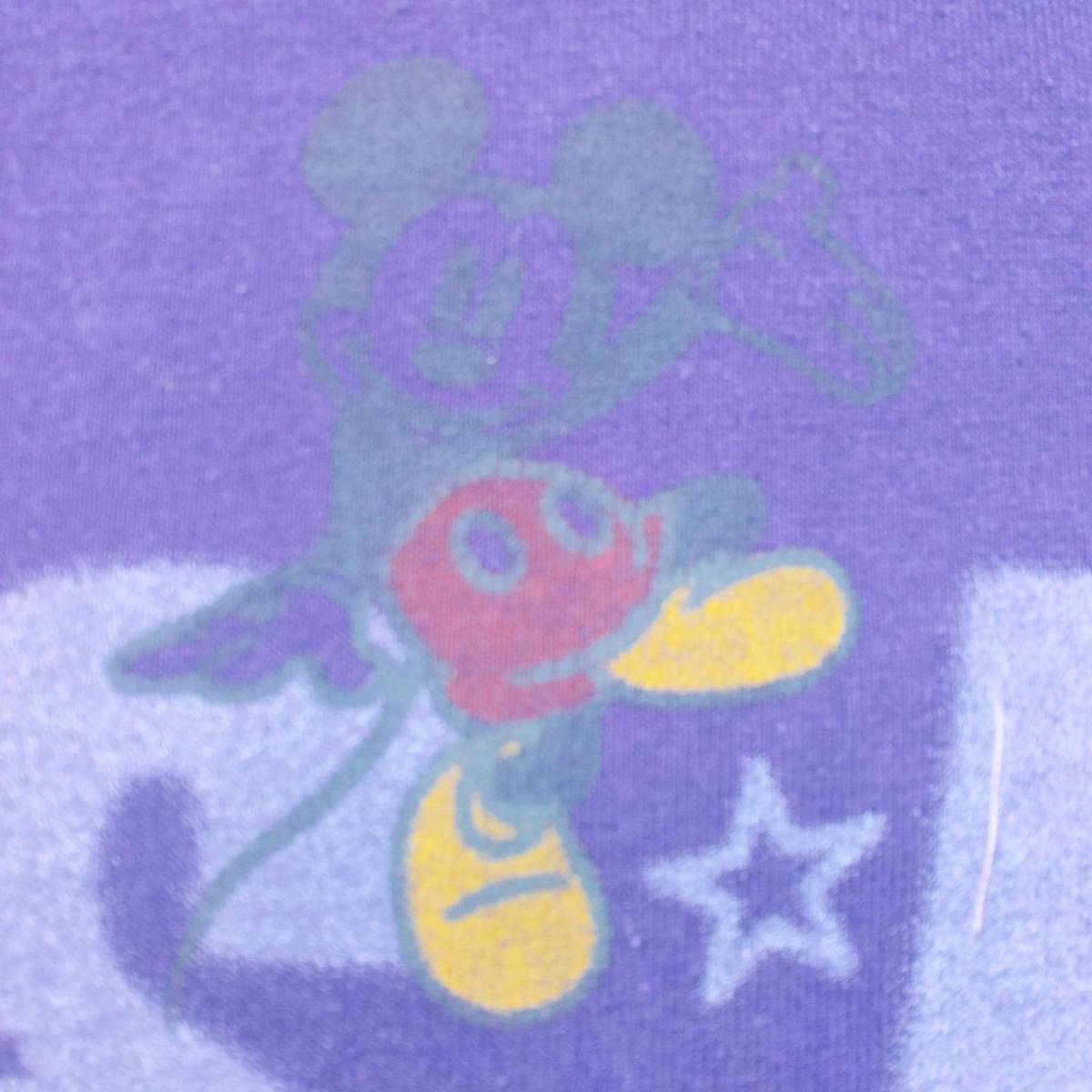レディース 半袖Tシャツ パープル 紫 プリントロゴ キャラクター ミッキーマウス 星 ポリエステル65% 綿35% かわいい 【25647】