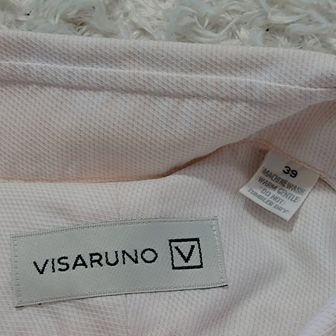 メンズM 39 VISARUNO 半袖シャツ　白色　ホワイト カジュアル オフィス　クールビズ やわらかい 綿100％ ビサルノ【25656】