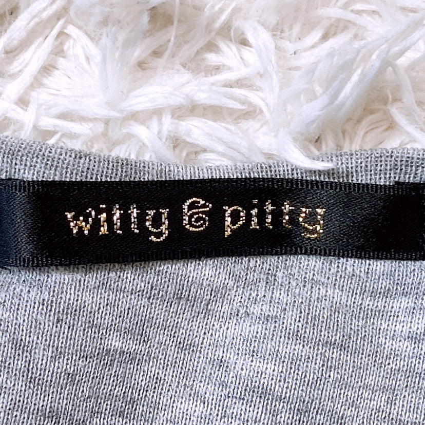 レディースM witty&pitty トップス カットソー グレー 無地 シンプル 薄手 背中開き フレンチスリーブ ウィッティー＆ピッティ 【25694】