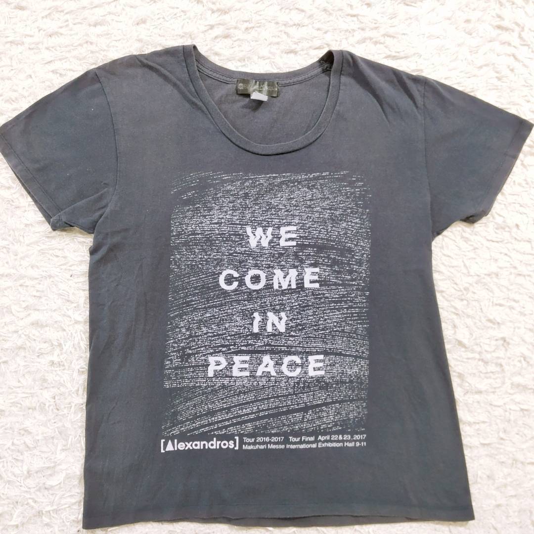 メンズL Alexandros トップス シャツ Tシャツ ネイビー ツアーTシャツ グッズ We Come In Peace ツアー アレキサンドロス 【25699】