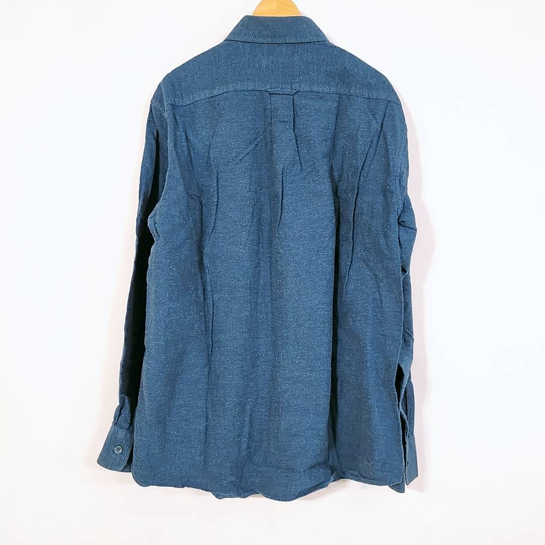 メンズL INSPIRE コットンフラノボタンダウンシャツ 紺色 ネイビー 起毛素材 綿100% カジュアルシャツ 羽織 インスパイア 【25705】