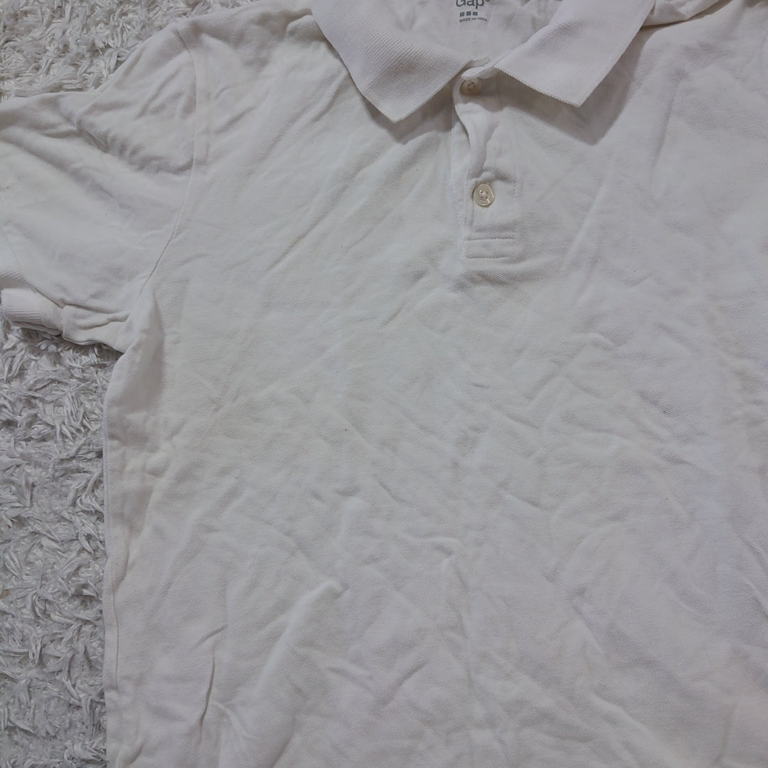 メンズS Gap 半袖ポロシャツ シャツ 白色 ホワイト 綿100％ カジュアル オフィス 普段着 夏 秋 限定1点のみ ギャップ 【25776】