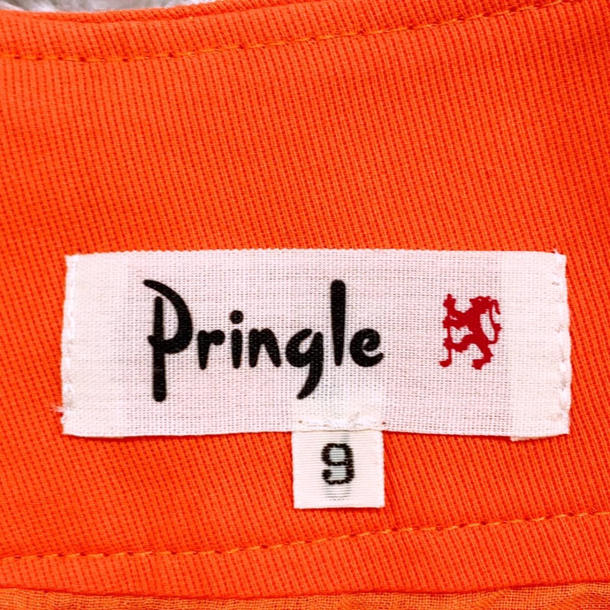 レディースM 9 Pringle ノースリーブワンピース オレンジ 無地 カジュアル 映え 上品 背中ジップアップ プリングル 【25814】