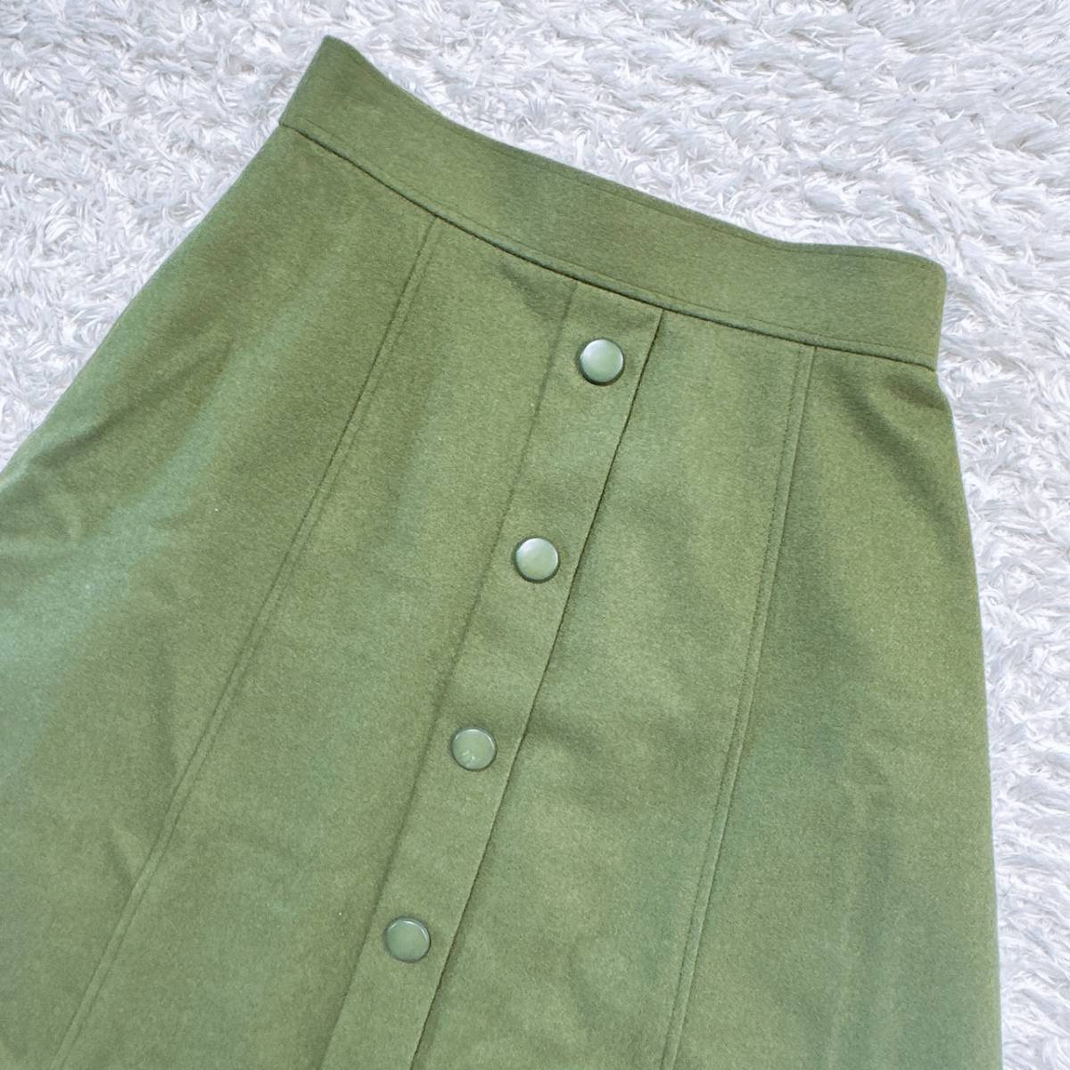 レディース ROSA スカート ロング オリーブ 緑 グリーン かわいい お出かけ ボタン カジュアル ウエストゴム 秋 冬 【25843】