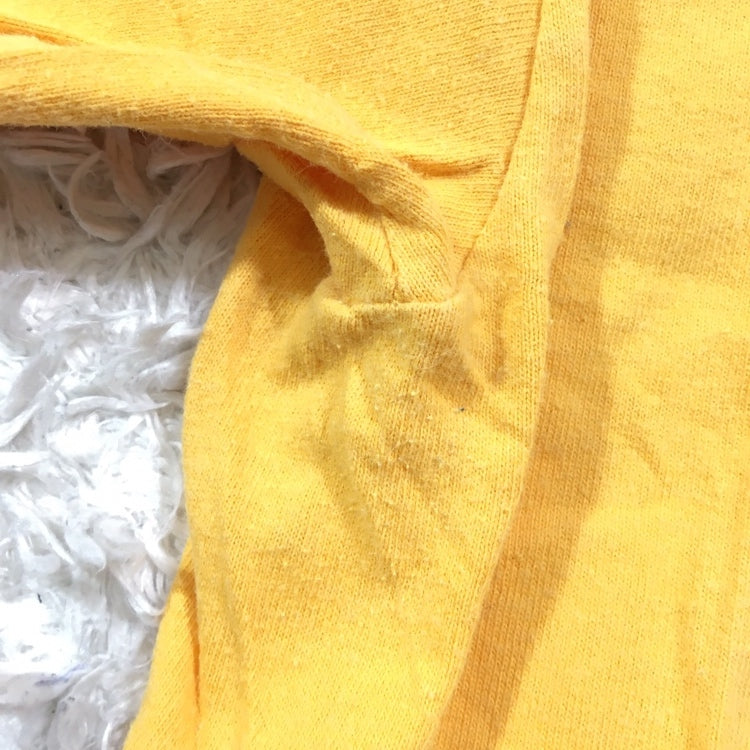 メンズ HEAVY 半袖Tシャツ トップス インナー イエロー 黄色 カジュアル 明るい アルファベット柄 夏用 ヘヴィ【25912】