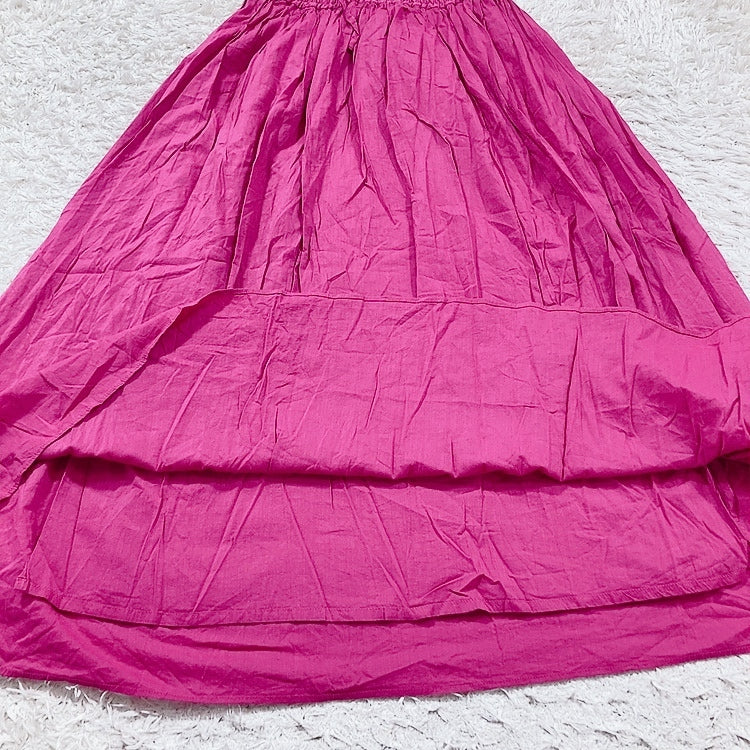 レディースF SonnyLabel スカート ショッキングピンク 桃色 ロングスカート 発色がキレイ ギャザー シワ感 サニーレーベル【25987】