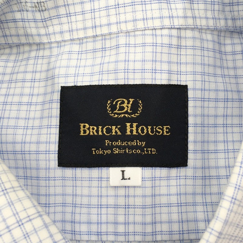 【26273】 BRICK HOUSE ブリックハウス 半袖シャツ サイズL ホワイト チェック柄 シンプル 涼しげ 動きやすい 胸ポケット メンズ