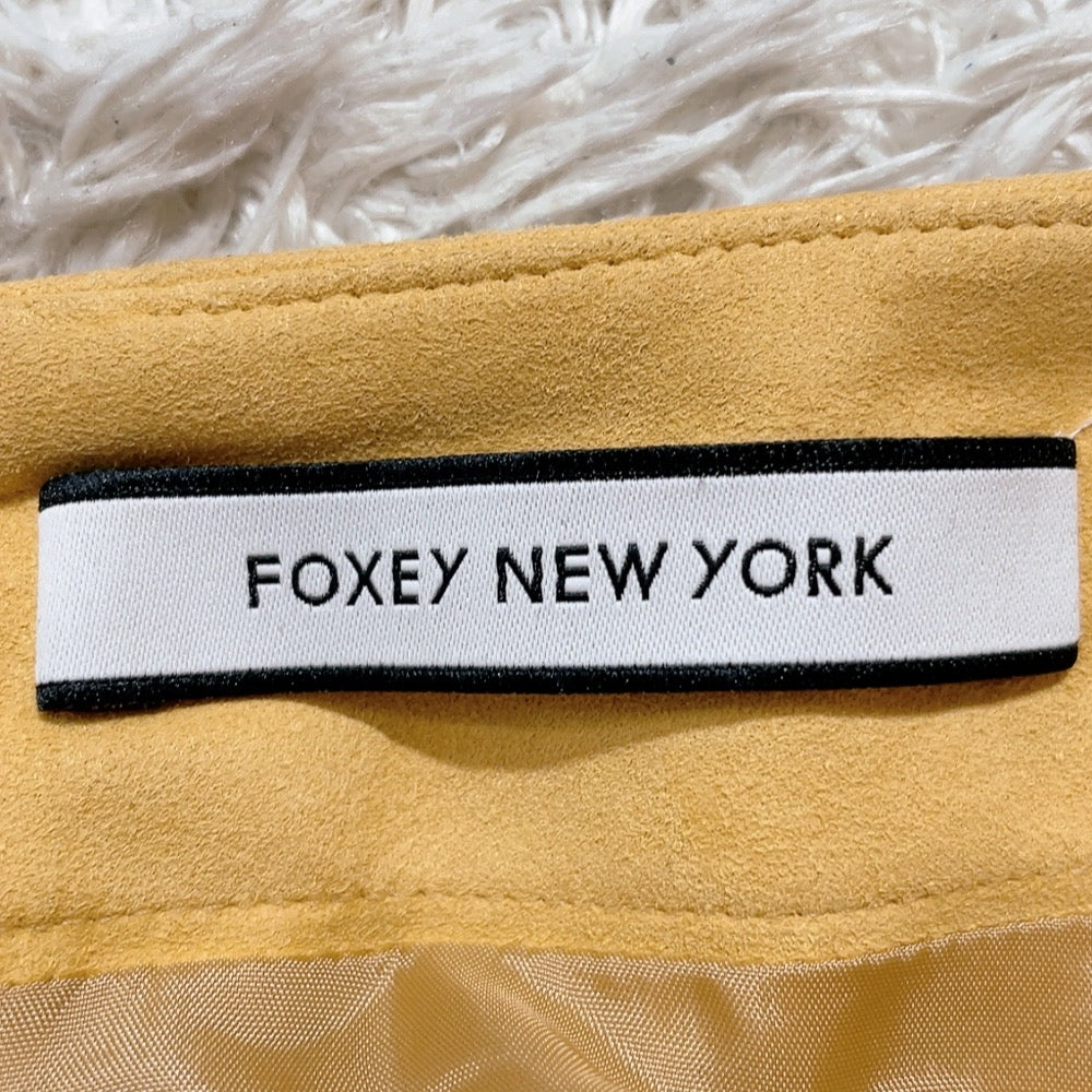 【26319】 FOXEY NEW YORK フォクシーニューヨーク ひざ丈スカート サイズ40 / 約L イエロー 裏地 シンプル 無地 かわいい レディース