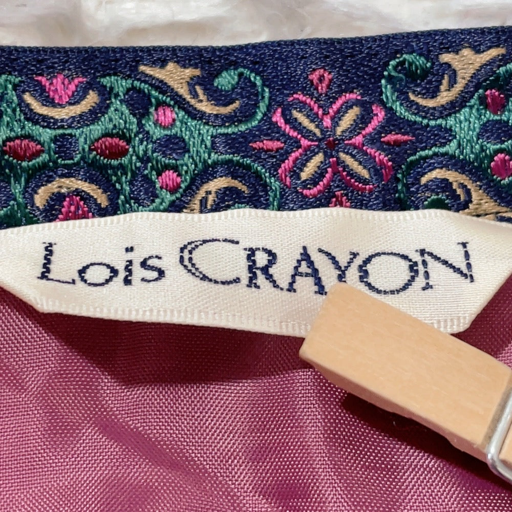 【26328】 Lois CRAYON ロイスクレヨン ひざ丈スカート サイズM グレー 裏地 フリル ペイズリー かっこいい かわいい レディース