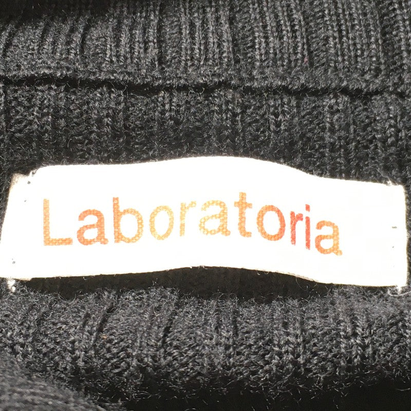 【26404】 Laboratoria ラボラトリア セーター サイズL ブラック リブ編み シンプル フルジップアップ オシャレ カジュアル レディース