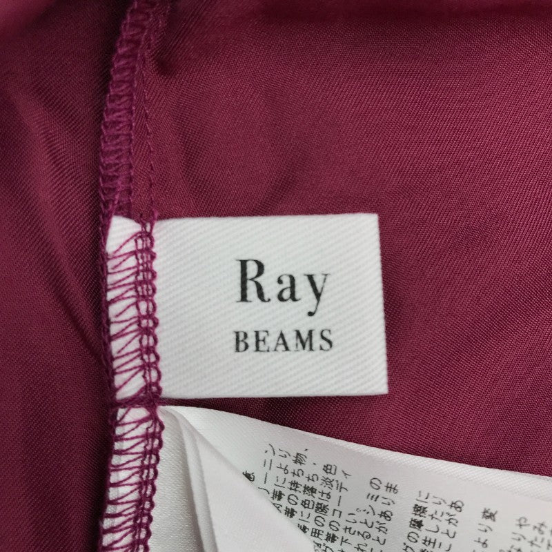 【26428】 Ray Beams レイビームス 長袖ブラウス ワインレッド サイズM相当 フリル 可愛い 薄手 オシャレ 袖ゴム レディース
