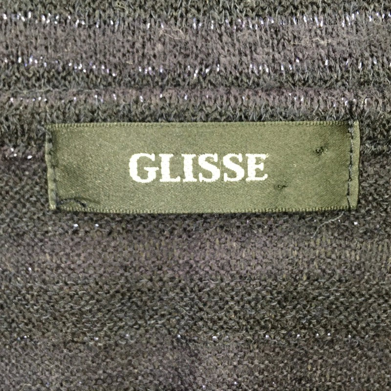 【26483】 GLISSE グリッセ カーディガン サイズL ブラック ラメ生地 羽織り ニット ふわふわ あたたかい やわらかい レディース