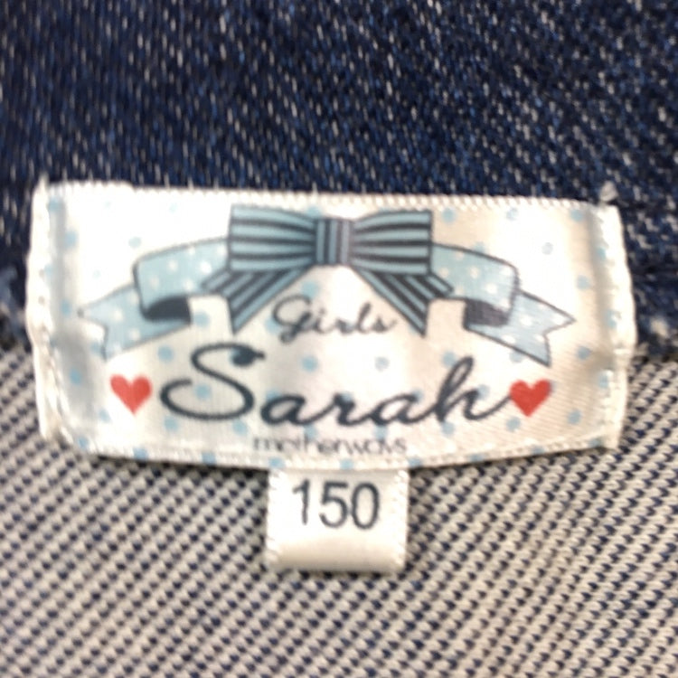 キッズ150 SARAH デニムジャケット アウター トップス ネイビー 濃紺 プリント柄 かわいい ボタン ポケット サラ【26552】