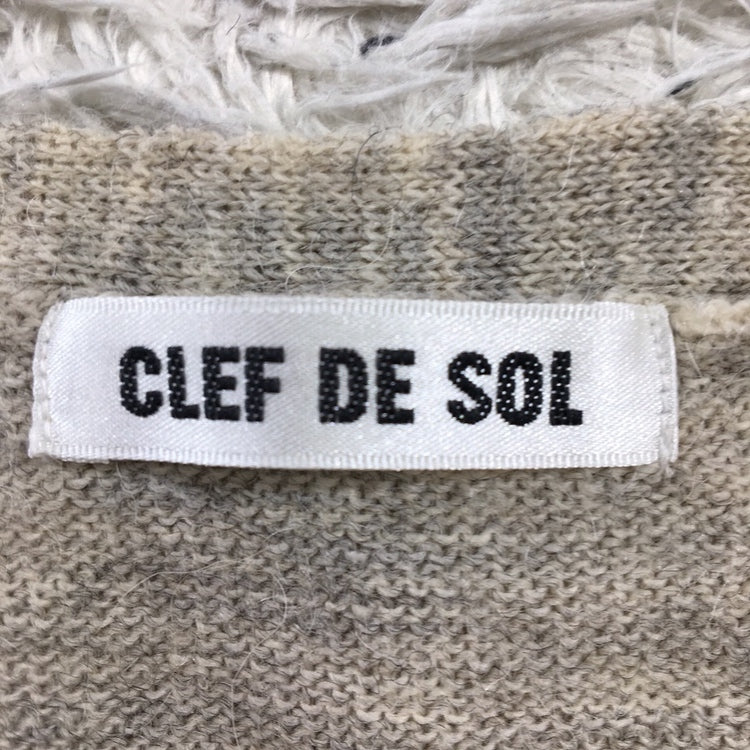 レディースM CLEF DE SOL 長袖カーディガン インナー トップス グレー 灰色 冬用 あったか 無地 伸縮性 クレドソル【26719】