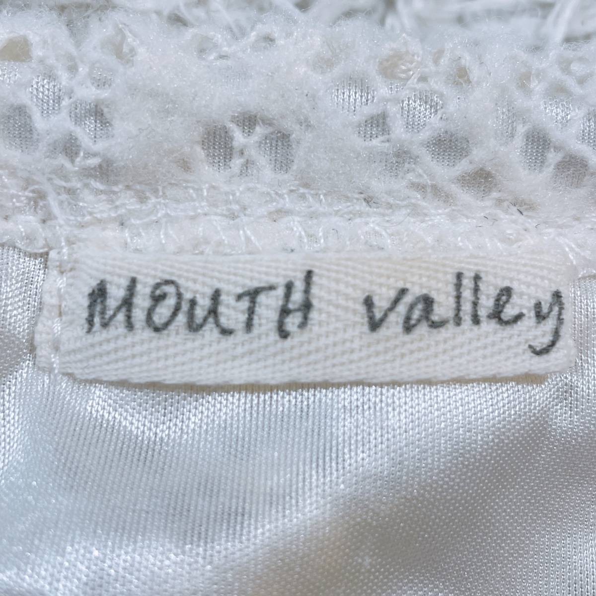 レディースM MOUTH valley カットソー ホワイト 白 訳アリ品 長袖 レース シースルー かわいい マウスバレー 【26871】