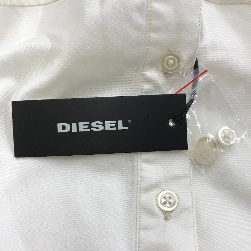 【27063】 新古品 DIESEL ディーゼル 長袖シャツ サイズXS(SS) ホワイト 前ボタン ツートンカラー かわいい 切り替え生地 レディース