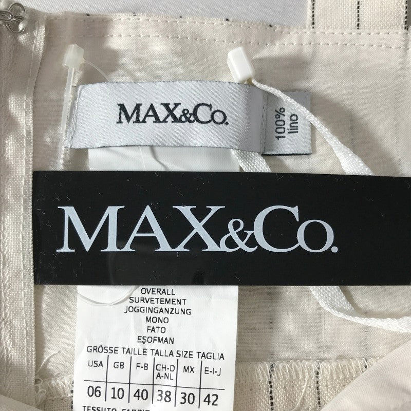 【27065】 新古品 MAX&Co. マックスアンドコー サロペット つなぎ サイズ42 / 約XL(LL) アイボリー ストライプ カジュアル レディース