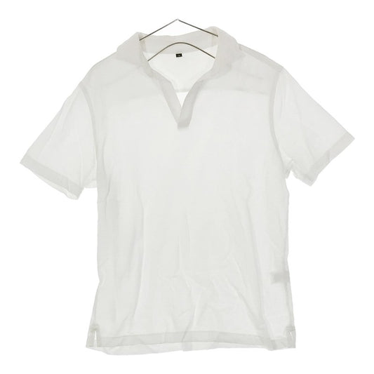 【27076】 半袖シャツ サイズS ホワイト カジュアルシャツ 綿シャツ スキッパーカラー プルオーバー サイドスリット シンプル レディース