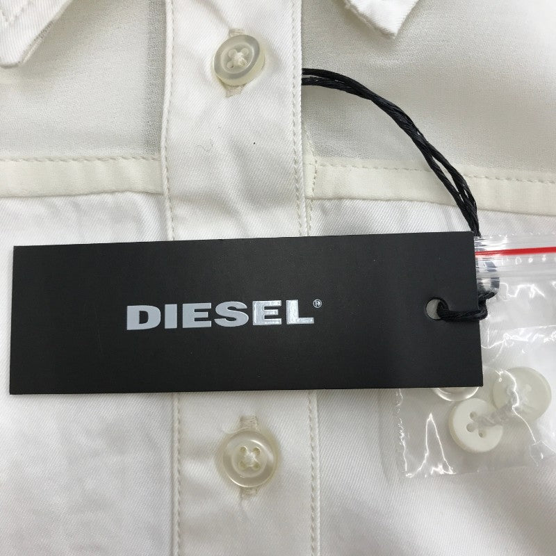 【27168】 新古品 DIESEL ディーゼル 長袖シャツ サイズXS ホワイト タグ付き 切り替え生地 カジュアル ボタン レディース