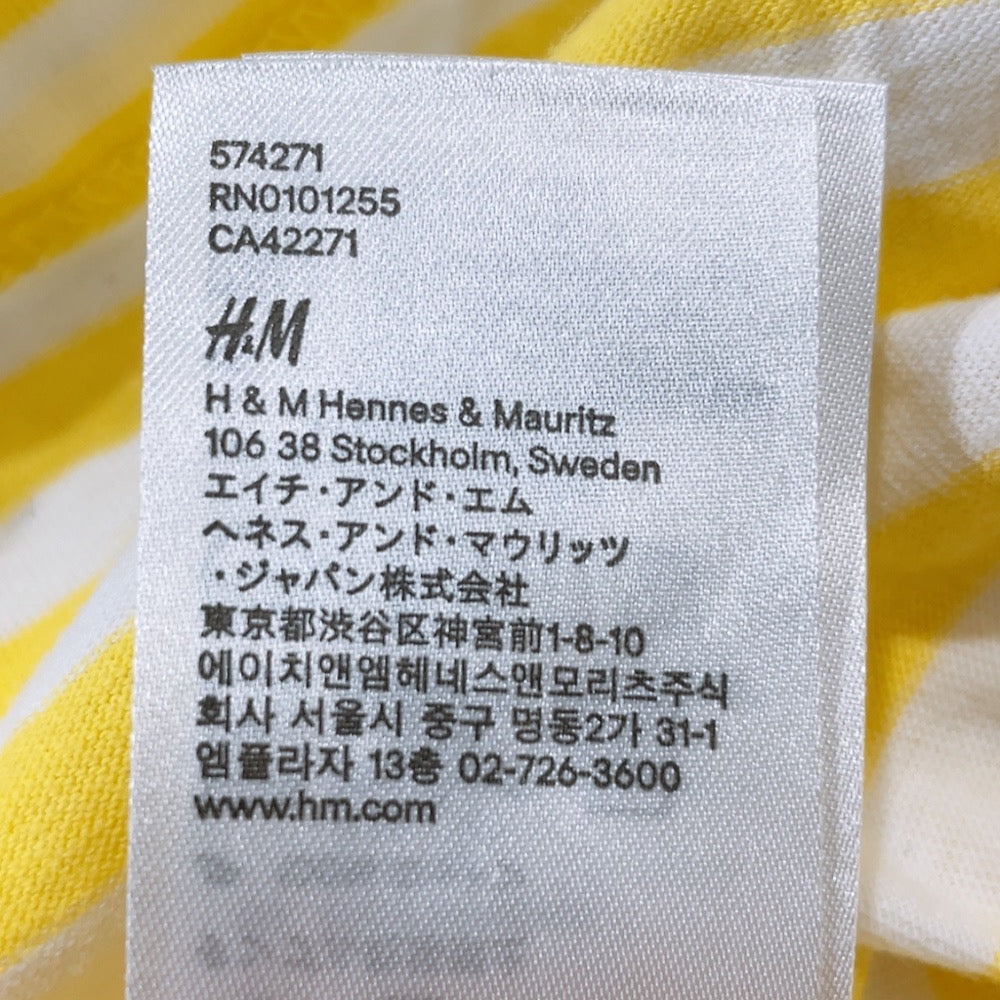 【27535】 H&M エイチアンドエム 半袖Tシャツ カットソー サイズUS M / 約L イエロー 薄手 丸首 ボーダー 爽やか ポップ カジュアル メンズ