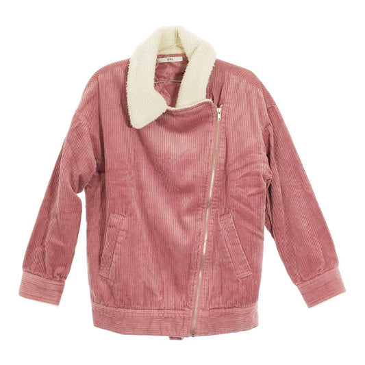 【27653】 GRL グレイル ジャケット サイズF ピンク アウター スラッシュジップ ポケット 袖ボタン 防寒 暖かい ボア 良品 レディース