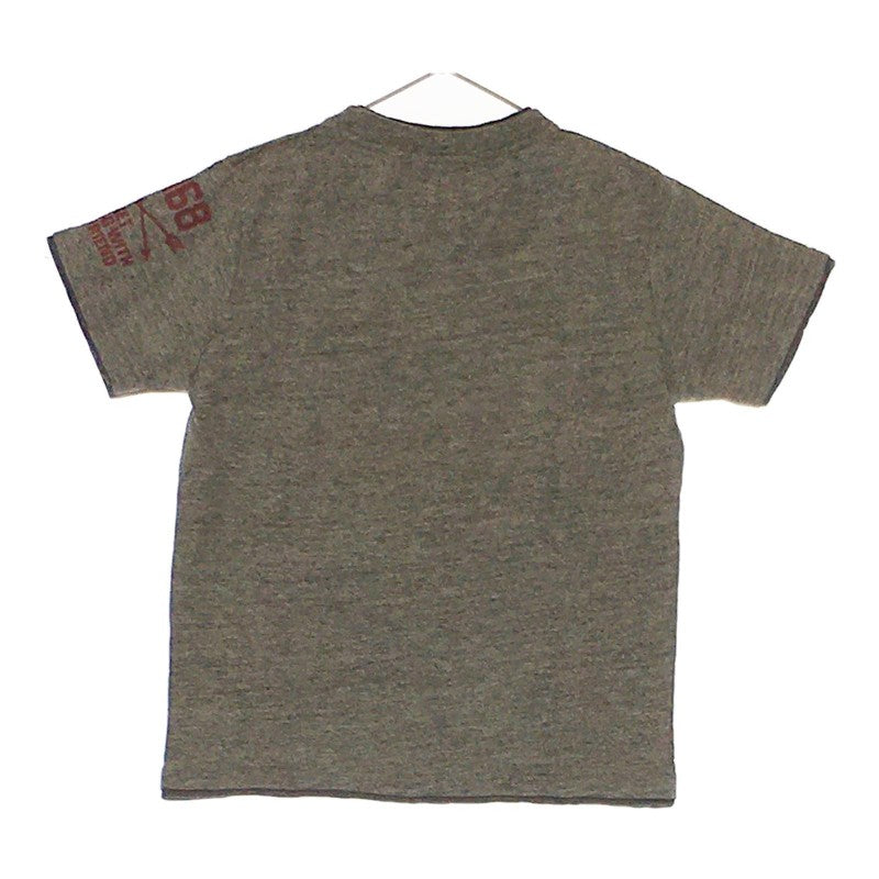 【27767】 しまむら シマムラ 半袖Tシャツ カットソー サイズ140 グレー ゆったり カジュアル カッコいいデザイン ワッペン キッズ