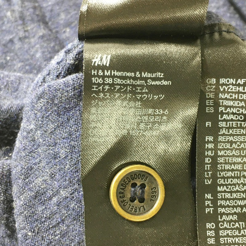 【27907】 H&M エイチアンドエム 長袖シャツ サイズM ダークブルー 丸首 バックボタン シンプル カジュアル かっこいい レディース