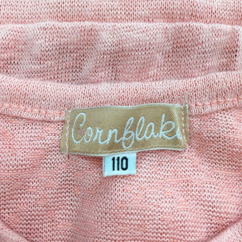 【28013】 cornflake コーンフレーク カーディガン サイズ110cm ピンク ニット リボン 刺繍 前開き 羽織り クルーネック 可愛い キッズ