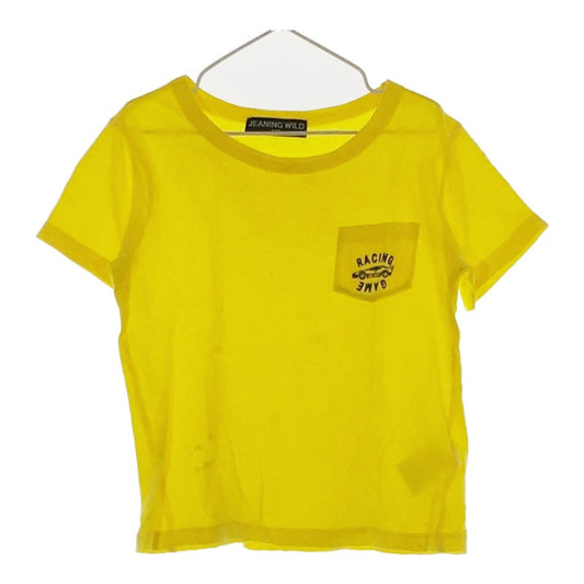 【28024】 JEANING WILD 半袖Tシャツ カットソー サイズ130 イエロー 胸ポケット シンプル 無地 カジュアル かわいい ロゴ キッズ