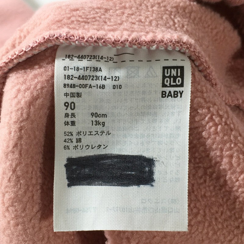 【28255】 UNIQLO ユニクロ ボトムス サイズ90cm ピンク レギンス シンプル 普段着 総柄 ウサギ 可愛い フリース プリント 10分丈 ベビー