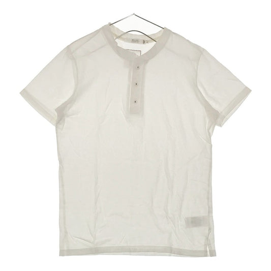 【28345】 BEAMS LIGHTS ビームスライツ 半袖Tシャツ カットソー サイズM ホワイト 丸首 ボタン シンプル 無地 カジュアル レディース