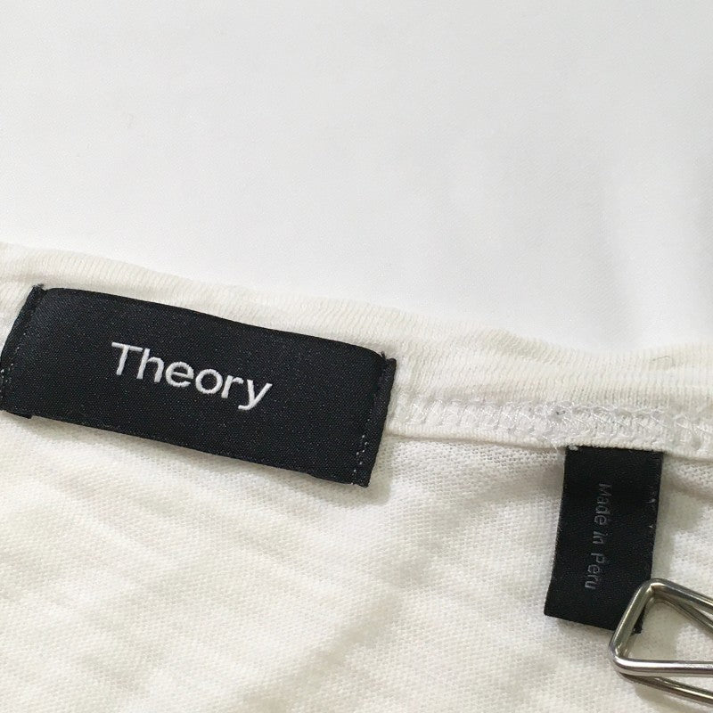 【28346】 theory セオリー 半袖Tシャツ カットソー サイズM ホワイト シンプル クルーネック 薄柄 定番アイテム 万能 レディース