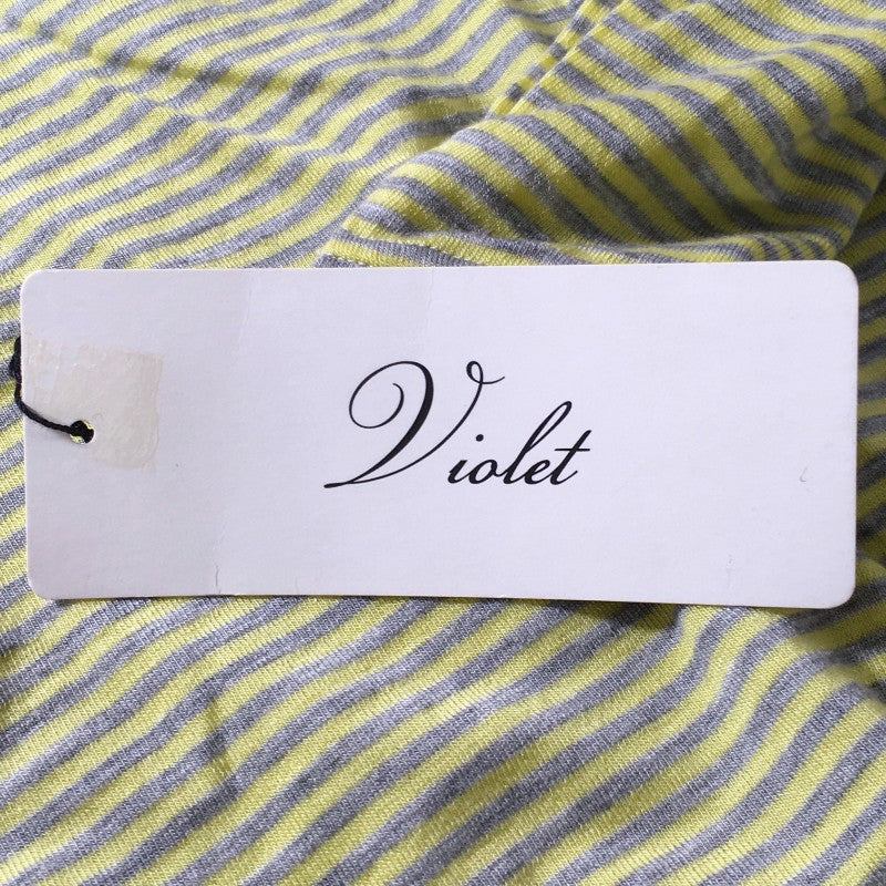 【28889】 新古品 Violet ヴァイオレット 七分袖シャツ サイズ11 / 約L グリーン ボーダー 縞 シンプル カジュアル レディース