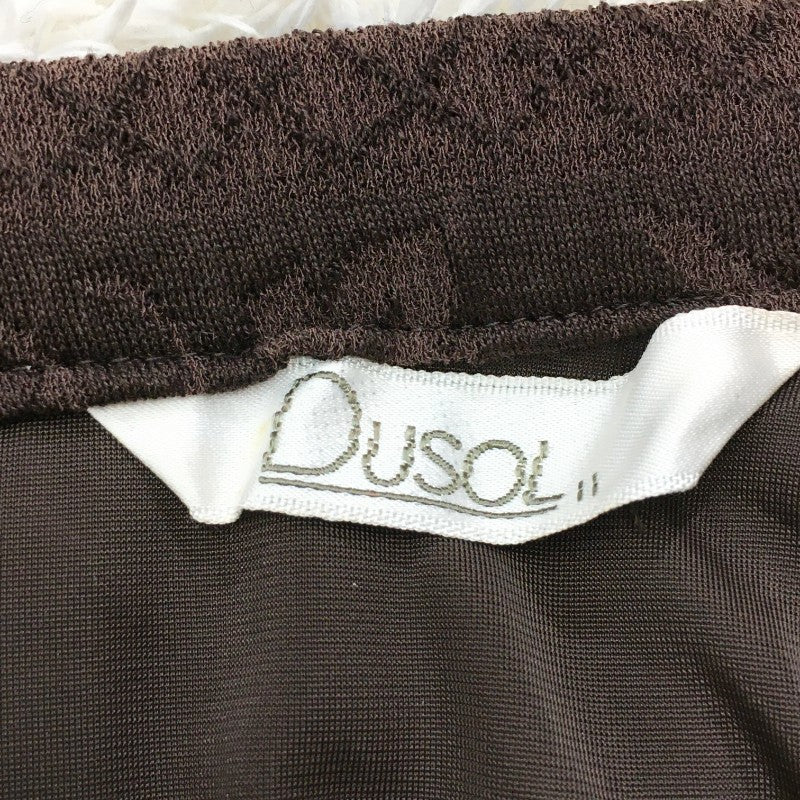 【28916】 DUSOL ロングスカート サイズ11 ブラウン サイズM相当 柄入り ファスナー付き ウエストゴム入り 可愛い オシャレ レディース