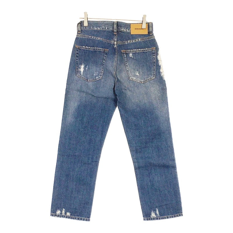 【28930】 新古品 DIESEL ディーゼル デニム ジーンズ ジーパン サイズW23/L32 / 約S ブルー ダメージ加工 ボタン ポケット レディース