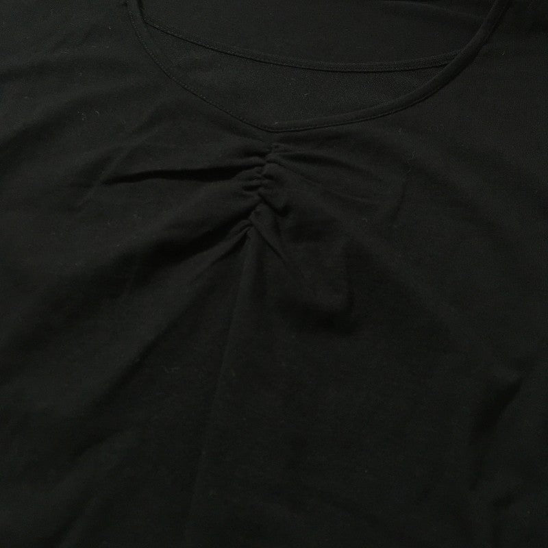 【29053】 新古品 NONA ノナ 長袖Tシャツ ロンT カットソー サイズ13 / 約M ブラック 胸元が可愛い シンプル 触り心地が良い レディース
